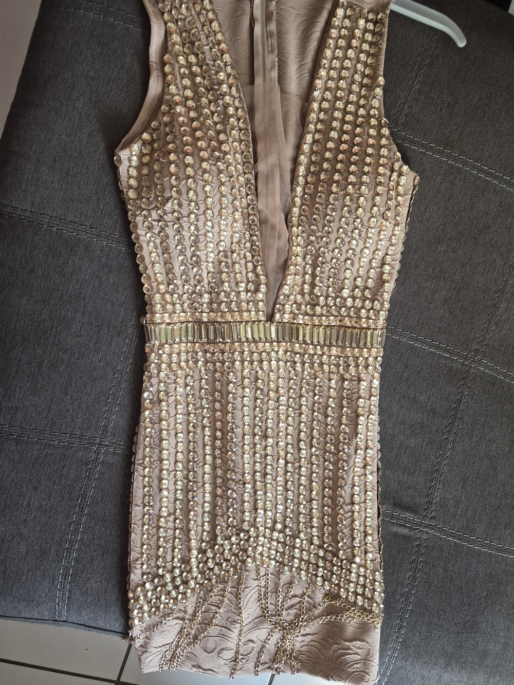 Gold Sequin Deep-V Bodycon Dress